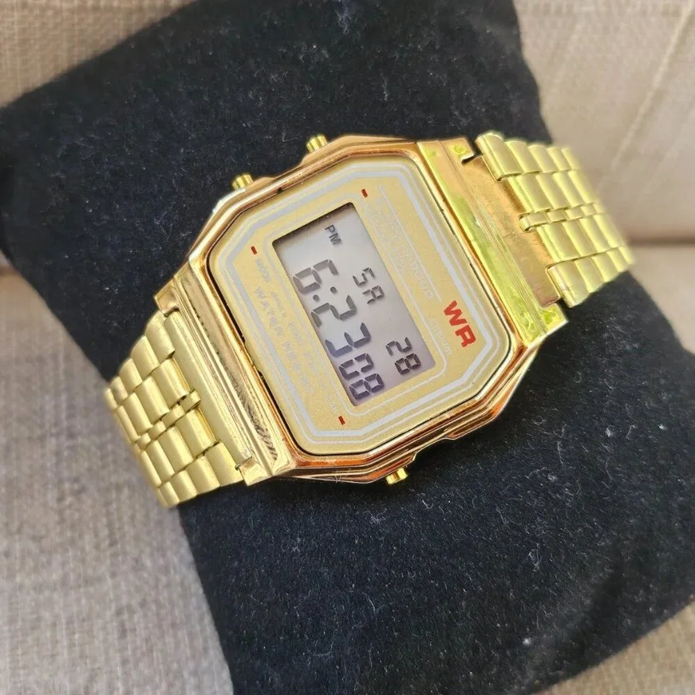 Women Wristwatch Yellow Gold Tone Digital Wrist Watch Multi Functional NEW - Picture 3 of 12